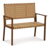 local-goods-image-1f14f501b30-4f067aa7-ca4d-46fc-8715-60acc517b9b7 Costway Patio Loveseat, Outdoor All Weather Bench with Solid Rubber Wood Frame & Hand Woven PU Leather, Indoor Outdoor 2-Seater Conversation Chair for Backyard, Garden, Poolside, Natural