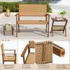local-goods-image-1f14f501b30-ac1f5672-5373-4e6a-9a58-cd34de2c9e84-1 Costway Patio Loveseat, Outdoor All Weather Bench with Solid Rubber Wood Frame & Hand Woven PU Leather, Indoor Outdoor 2-Seater Conversation Chair for Backyard, Garden, Poolside, Natural
