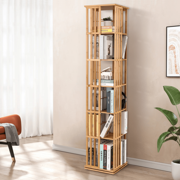 local-goods-image-1f14f501e28-0ad37061-402c-4322-98d6-cd0965337b06_1600x1600 MoNiBloom 360 Degree Rotating Tall Bookshelf, 6 Tier Bookcase Corner Storage Organizer Display Shelf Rack Organizer for Home Office