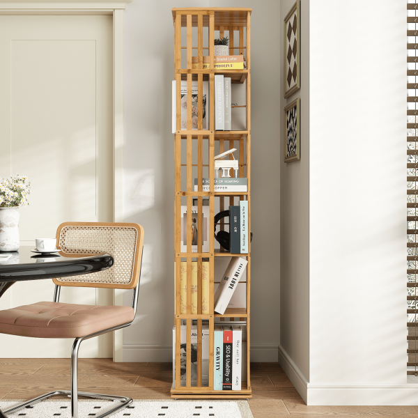 local-goods-image-1f14f501e28-247e673e-ad26-4113-8de6-234e7683a38d_1600x1600 MoNiBloom 360 Degree Rotating Tall Bookshelf, 6 Tier Bookcase Corner Storage Organizer Display Shelf Rack Organizer for Home Office