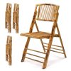 VINGLI 1/2/4 Pack Wooden Chairs Bamboo Folding Chairs-Foldable Dining Wood Chairs Comfortable Seat for Outdoor & Indoor Patio Porch Wedding Party Event Bamboo Folding Dining Chairs Set of 1/2/4