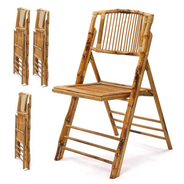 VINGLI 1/2/4 Pack Wooden Chairs Bamboo Folding Chairs-Foldable Dining Wood Chairs Comfortable Seat for Outdoor & Indoor Patio Porch Wedding Party Event Bamboo Folding Dining Chairs Set of 1/2/4