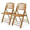 VINGLI 1/2/4 Pack Wooden Chairs Bamboo Folding Chairs-Foldable Dining Wood Chairs Comfortable Seat for Outdoor & Indoor Patio Porch Wedding Party Event Bamboo Folding Dining Chairs Set of 1/2/4