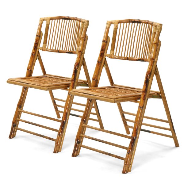 VINGLI 1/2/4 Pack Wooden Chairs Bamboo Folding Chairs-Foldable Dining Wood Chairs Comfortable Seat for Outdoor & Indoor Patio Porch Wedding Party Event Bamboo Folding Dining Chairs Set of 1/2/4