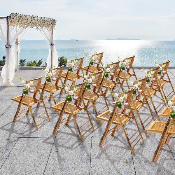 VINGLI 1/2/4 Pack Wooden Chairs Bamboo Folding Chairs-Foldable Dining Wood Chairs Comfortable Seat for Outdoor & Indoor Patio Porch Wedding Party Event Bamboo Folding Dining Chairs Set of 1/2/4