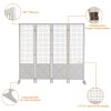 VINGLI Room Divider Freestanding Grid Wall, 4 Panel Folding Display Board Organizer with Base Feet, Decorative Wooden Frame Wire Grid Screens for Craft Shows Events Retail