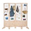 VINGLI Room Divider Freestanding Grid Wall, 4 Panel Folding Display Board Organizer with Base Feet, Decorative Wooden Frame Wire Grid Screens for Craft Shows Events Retail