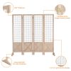 VINGLI Room Divider Freestanding Grid Wall, 4 Panel Folding Display Board Organizer with Base Feet, Decorative Wooden Frame Wire Grid Screens for Craft Shows Events Retail