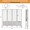 VINGLI Room Divider Freestanding Grid Wall, 4 Panel Folding Display Board Organizer with Base Feet, Decorative Wooden Frame Wire Grid Screens for Craft Shows Events Retail