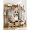 A multi capacity storage rack with brown and brown options, equipped with 5 side storage racks. A hat rack with shelves and bags is suitable for home storage, and a side hat hook is suitable for bedroom and hat room storage Specifications: with bag or without bag