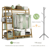 A multi capacity storage rack with brown and brown options, equipped with 5 side storage racks. A hat rack with shelves and bags is suitable for home storage, and a side hat hook is suitable for bedroom and hat room storage Specifications: with bag or without bag