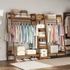 A multi capacity storage rack with brown and brown options, equipped with 5 side storage racks. A hat rack with shelves and bags is suitable for home storage, and a side hat hook is suitable for bedroom and hat room storage Specifications: with bag or without bag
