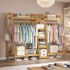 A multi capacity storage rack with brown and brown options, equipped with 5 side storage racks. A hat rack with shelves and bags is suitable for home storage, and a side hat hook is suitable for bedroom and hat room storage Specifications: with bag or without bag