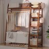 A multi capacity storage rack with brown and brown options, equipped with 5 side storage racks. A hat rack with shelves and bags is suitable for home storage, and a side hat hook is suitable for bedroom and hat room storage Specifications: with bag or without bag