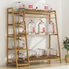 A multi capacity storage rack with brown and brown options, equipped with 5 side storage racks. A hat rack with shelves and bags is suitable for home storage, and a side hat hook is suitable for bedroom and hat room storage Specifications: with bag or without bag