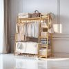 A multi capacity storage rack with brown and brown options, equipped with 5 side storage racks. A hat rack with shelves and bags is suitable for home storage, and a side hat hook is suitable for bedroom and hat room storage Specifications: with bag or without bag