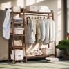 A multi capacity storage rack with brown and brown options, equipped with 5 side storage racks. A hat rack with shelves and bags is suitable for home storage, and a side hat hook is suitable for bedroom and hat room storage Specifications: with bag or without bag