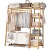 A multi capacity storage rack with brown and brown options, equipped with 5 side storage racks. A hat rack with shelves and bags is suitable for home storage, and a side hat hook is suitable for bedroom and hat room storage Specifications: with bag or without bag
