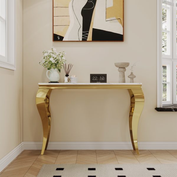 local-goods-image-1f23586f20-0997c358-c84c-4ec2-be23-bed4c9500949_2000x2000 47in Marble Console Table with S-Shape Stainless Steel Legs, Modern Rectangular Faux Marble Entry Table, Sofa Accent Table for Living Room, Entryway, Hallyway, Entrance