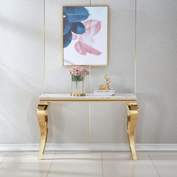 local-goods-image-1f23586f20-22ab79e8-a8b5-41d1-adaf-a235674c8462_2000x2000 47in Marble Console Table with S-Shape Stainless Steel Legs, Modern Rectangular Faux Marble Entry Table, Sofa Accent Table for Living Room, Entryway, Hallyway, Entrance