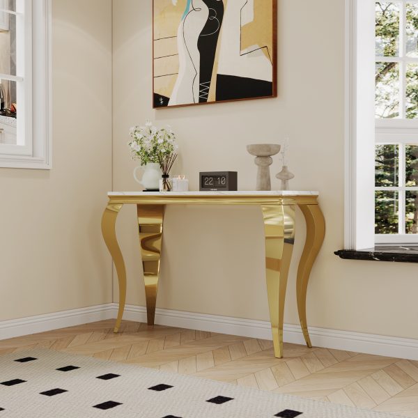 local-goods-image-1f23586f20-893d550a-dd80-43f0-9284-95f4998c5a84_2000x2000 47in Marble Console Table with S-Shape Stainless Steel Legs, Modern Rectangular Faux Marble Entry Table, Sofa Accent Table for Living Room, Entryway, Hallyway, Entrance