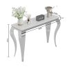 local-goods-image-1f23586f20-dde49417-d7a8-4316-bd16-ef63a3c80e2c_2000x2000 47in Marble Console Table with S-Shape Stainless Steel Legs, Modern Rectangular Faux Marble Entry Table, Sofa Accent Table for Living Room, Entryway, Hallyway, Entrance