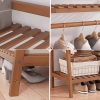 A multi capacity storage rack with brown and brown options, equipped with 5 side storage racks. A hat rack with shelves and bags is suitable for home storage, and a side hat hook is suitable for bedroom and hat room storage Specifications: with bag or without bag