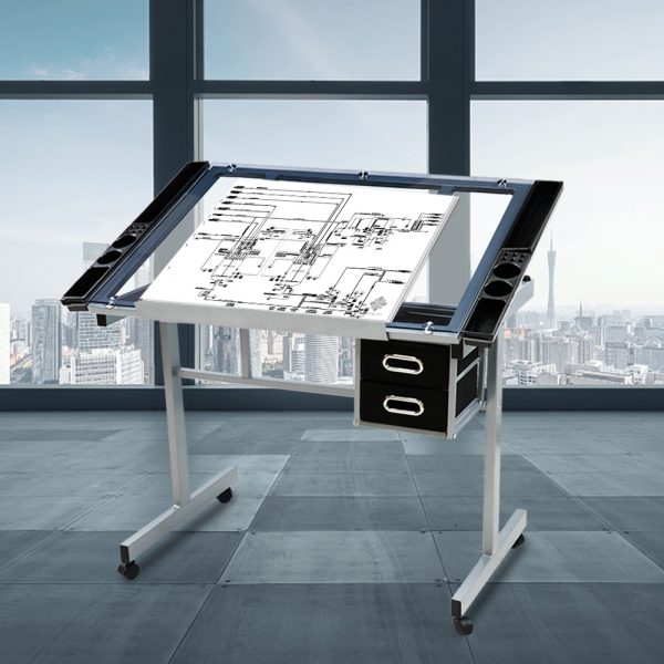 local-goods-image-1f79703440-c92b5594-d3d2-42a7-beca-08953caef3b4_1000x1000 Costoffs Adjustable Drawing Craft Table, 41" Glass Art Desk on Wheels with Storage Drawers for Artists & Home Office, Versatile Rolling Drawing Station, Christmas Gift