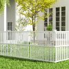 COSTWAY Air Conditioner Fence Panel, 45" x 45" Privacy Screen with Metal Ground Stakes, No Dig Trash Can Enclosure for Outside, Vinyl Pool Equipment Enclosure for Garden, Patio & Porch, White (Pack of 2)