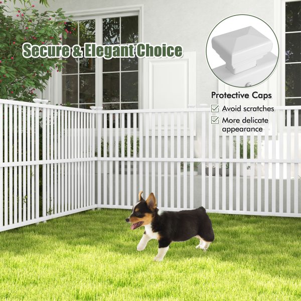 COSTWAY Air Conditioner Fence Panel, 45" x 45" Privacy Screen with Metal Ground Stakes, No Dig Trash Can Enclosure for Outside, Vinyl Pool Equipment Enclosure for Garden, Patio & Porch, White (Pack of 2)