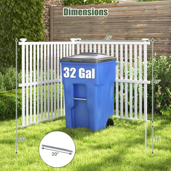 COSTWAY Air Conditioner Fence Panel, 45" x 45" Privacy Screen with Metal Ground Stakes, No Dig Trash Can Enclosure for Outside, Vinyl Pool Equipment Enclosure for Garden, Patio & Porch, White (Pack of 2)
