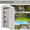 Outsunny 36" x 25" x 79" Wooden Storage Shed Cabinet, Outdoor Tool Shed Organizer with 4-Tier, 3 Shelves with Handle Tin Roof Magnetic Latch Foot Pad, Light Grey