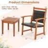COSTWAY 2-Seat Patio Loveseat with Built-in Coffee Table, Outdoor Wicker Conversation Set with Acacia Wood Table, Umbrella Hole, Rattan Porch Chairs for Yard Garden Poolside Balcony