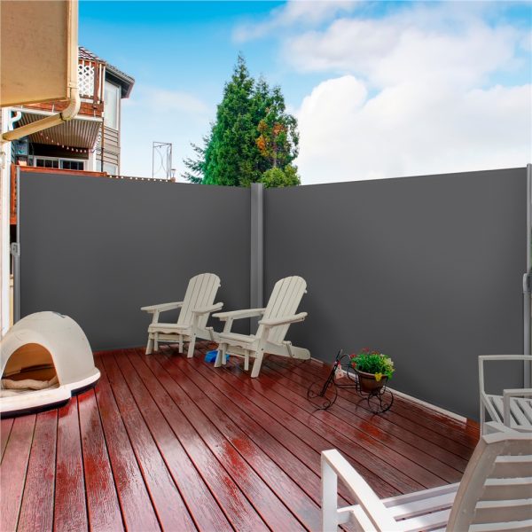 local-goods-image-1fee580fc0-30633ef4-56ab-4a95-b1eb-b708c6de821d_1000x1000 Costoffs 19.7 L x 6 H Side Awning Double Retractable Screen, Retractable Space Divider Waterproof & UV-Resistant for Patio/ Garden, Dark Gray