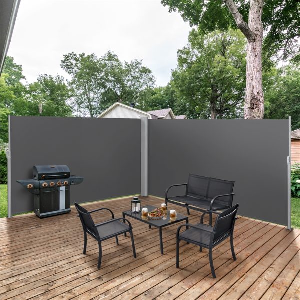 local-goods-image-1fee580fc0-50046415-f7c0-4f03-9a4e-b86394205e53_1000x1000 Costoffs 19.7 L x 6 H Side Awning Double Retractable Screen, Retractable Space Divider Waterproof & UV-Resistant for Patio/ Garden, Dark Gray