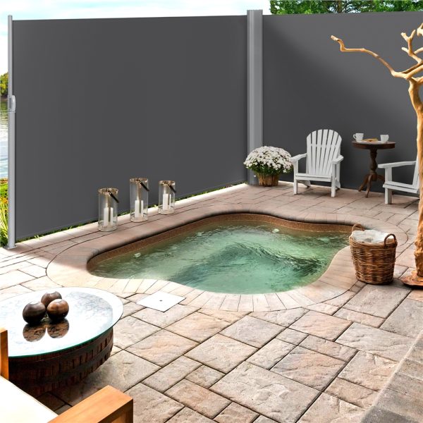 local-goods-image-1fee580fc0-d6c695b3-771d-4434-8ff7-b98822847d9c_1000x1000 Costoffs 19.7 L x 6 H Side Awning Double Retractable Screen, Retractable Space Divider Waterproof & UV-Resistant for Patio/ Garden, Dark Gray
