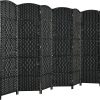 local-goods-image-1fee5834c0-1c0bb596-7636-49bc-976c-f1b89310e453_1479x1479 Costway 6 Panel 6 Ft Tall Room Divider, Freestanding Wood Partition Room Divider Panel with Hand-Made Woven Paper Fiber, Room Dividers and Folding Privacy Screens for Bedroom, Small Space, Black/Brown