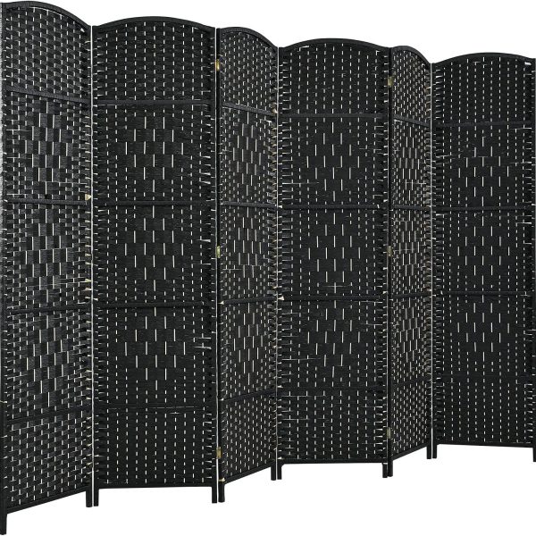 local-goods-image-1fee5834c0-1c0bb596-7636-49bc-976c-f1b89310e453_1479x1479 Costway 6 Panel 6 Ft Tall Room Divider, Freestanding Wood Partition Room Divider Panel with Hand-Made Woven Paper Fiber, Room Dividers and Folding Privacy Screens for Bedroom, Small Space, Black/Brown