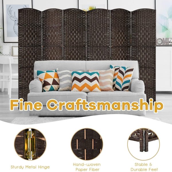 local-goods-image-1fee5834c0-84fdc14c-0af8-4e58-81fa-2b8da35fa06e_1457x1457 Costway 6 Panel 6 Ft Tall Room Divider, Freestanding Wood Partition Room Divider Panel with Hand-Made Woven Paper Fiber, Room Dividers and Folding Privacy Screens for Bedroom, Small Space, Black/Brown