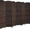local-goods-image-1fee5834c0-a6a51814-c2c4-4847-837b-976c56210e58_1397x1397 Costway 6 Panel 6 Ft Tall Room Divider, Freestanding Wood Partition Room Divider Panel with Hand-Made Woven Paper Fiber, Room Dividers and Folding Privacy Screens for Bedroom, Small Space, Black/Brown