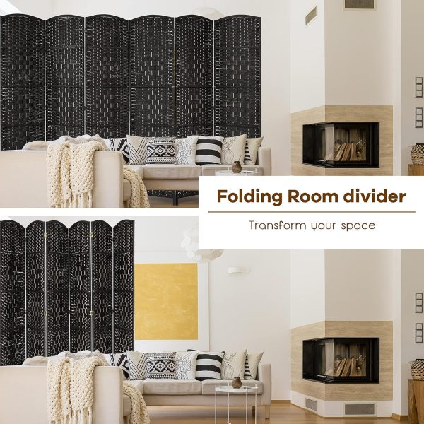 local-goods-image-1fee5834c0-b7130199-7b71-4cc6-a78d-e4da5b87c5e6_1500x1500 Costway 6 Panel 6 Ft Tall Room Divider, Freestanding Wood Partition Room Divider Panel with Hand-Made Woven Paper Fiber, Room Dividers and Folding Privacy Screens for Bedroom, Small Space, Black/Brown