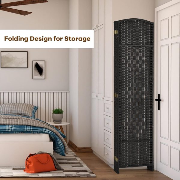 local-goods-image-1fee5834c0-cdf5dab6-bd13-45dc-ad04-b8f86817d310_1500x1500 Costway 6 Panel 6 Ft Tall Room Divider, Freestanding Wood Partition Room Divider Panel with Hand-Made Woven Paper Fiber, Room Dividers and Folding Privacy Screens for Bedroom, Small Space, Black/Brown