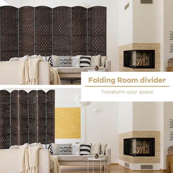 local-goods-image-1fee5834c0-ddfb4e9f-bc7b-4d7b-b720-51d05de93b79_1500x1500 Costway 6 Panel 6 Ft Tall Room Divider, Freestanding Wood Partition Room Divider Panel with Hand-Made Woven Paper Fiber, Room Dividers and Folding Privacy Screens for Bedroom, Small Space, Black/Brown