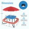 COSTWAY Kids Picnic Table, Toddler Outdoor Activity Table with Adjustable & Collapsible Umbrella, 4 Built-in Benches for up to 8 Children, HDPE Picnic Table Set with Sturdy Metal Frame for Ages 3+ Years Old