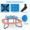 COSTWAY Kids Picnic Table, Toddler Outdoor Activity Table with Adjustable & Collapsible Umbrella, 4 Built-in Benches for up to 8 Children, HDPE Picnic Table Set with Sturdy Metal Frame for Ages 3+ Years Old