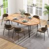 local-goods-image-2013f779b08-4a9ef463-0c8a-4ecc-979f-15f1329ef315 COSTWAY 79-Inch Patio Dining Table, Indoor & Outdoor Dining Table w/ Umbrella Hole, Acacia Wood Tabletop & Sturdy Metal Legs, Wood Oval Table for 8 People for Patio Yard Garden Deck, Natural & Black