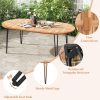 local-goods-image-2013f779b08-9b60a840-f030-4e02-9a71-ee284736e60c COSTWAY 79-Inch Patio Dining Table, Indoor & Outdoor Dining Table w/ Umbrella Hole, Acacia Wood Tabletop & Sturdy Metal Legs, Wood Oval Table for 8 People for Patio Yard Garden Deck, Natural & Black