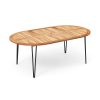 local-goods-image-2013f779b08-d4c49278-1736-480f-992c-d13a7e6a7212 COSTWAY 79-Inch Patio Dining Table, Indoor & Outdoor Dining Table w/ Umbrella Hole, Acacia Wood Tabletop & Sturdy Metal Legs, Wood Oval Table for 8 People for Patio Yard Garden Deck, Natural & Black