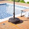 Costoffs 20’’ Outdoor Retro Patio Rolling Heavy-duty Self-Weight Market Umbrella Base Stand Round All Weather Umbrella Base Black