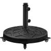 Costoffs 20’’ Outdoor Retro Patio Rolling Heavy-duty Self-Weight Market Umbrella Base Stand Round All Weather Umbrella Base Black